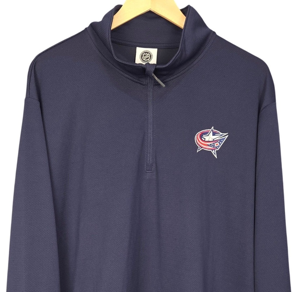 Columbus Blue Jackets 1/4 Zip Pullover Men XL Blue Long Sleeve Performance NHL